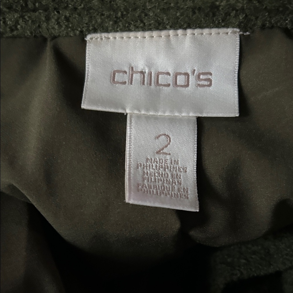 EUC CHICO’S Deep Olive Boiled Wool Blazer or Jacket Depending on Occasion, GREAT - Picture 9 of 16